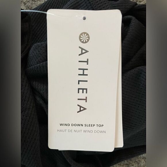 Athleta Wind Down Long Sleeve V-Neck Sleep Top Size Medium Black Retail NWT $49 - Picture 8 of 8